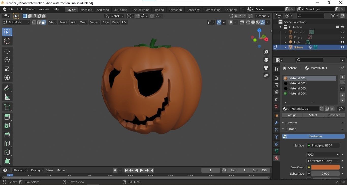 Pumpkin 3D print model for Halloween and Christmas 3D print model_4