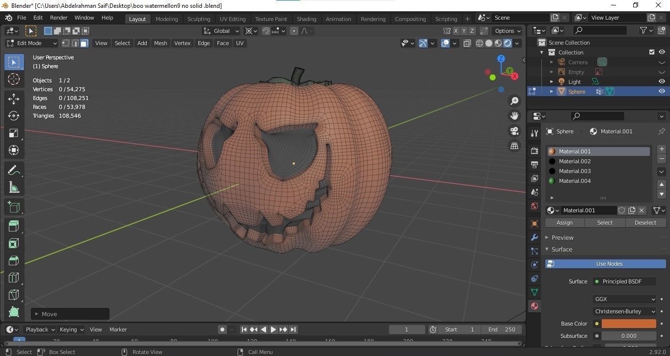 Pumpkin 3D print model for Halloween and Christmas 3D print model_7
