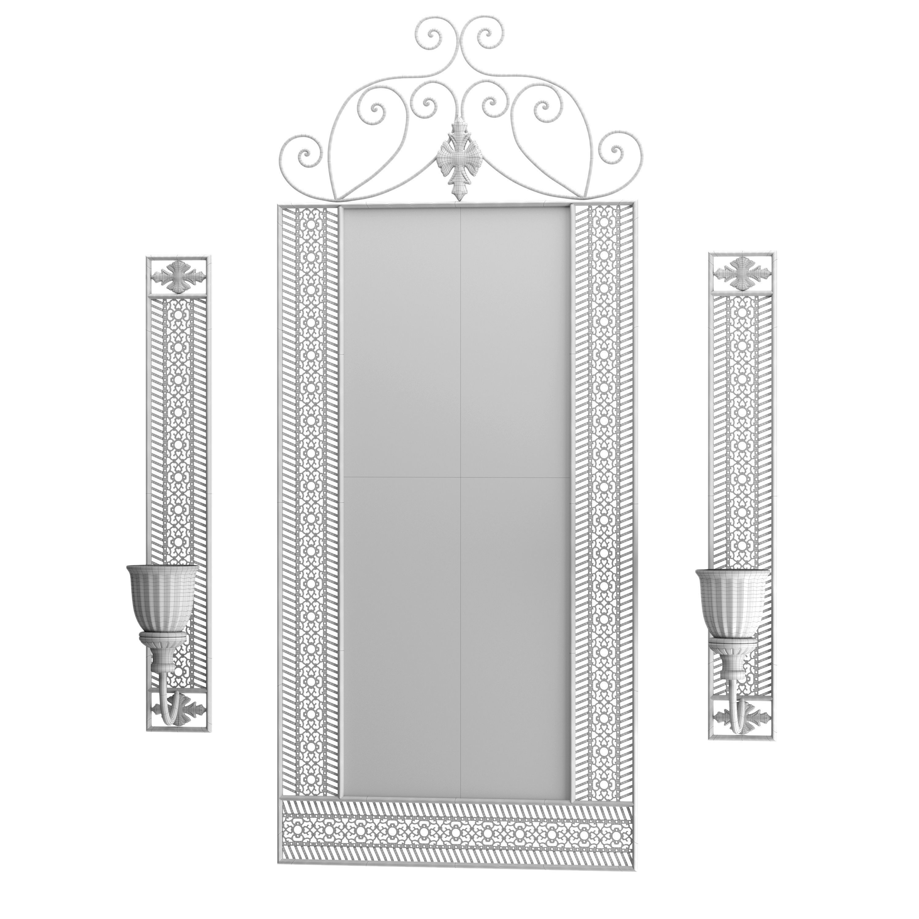 Furniture set 1 ornate mirror and console 3D model_6