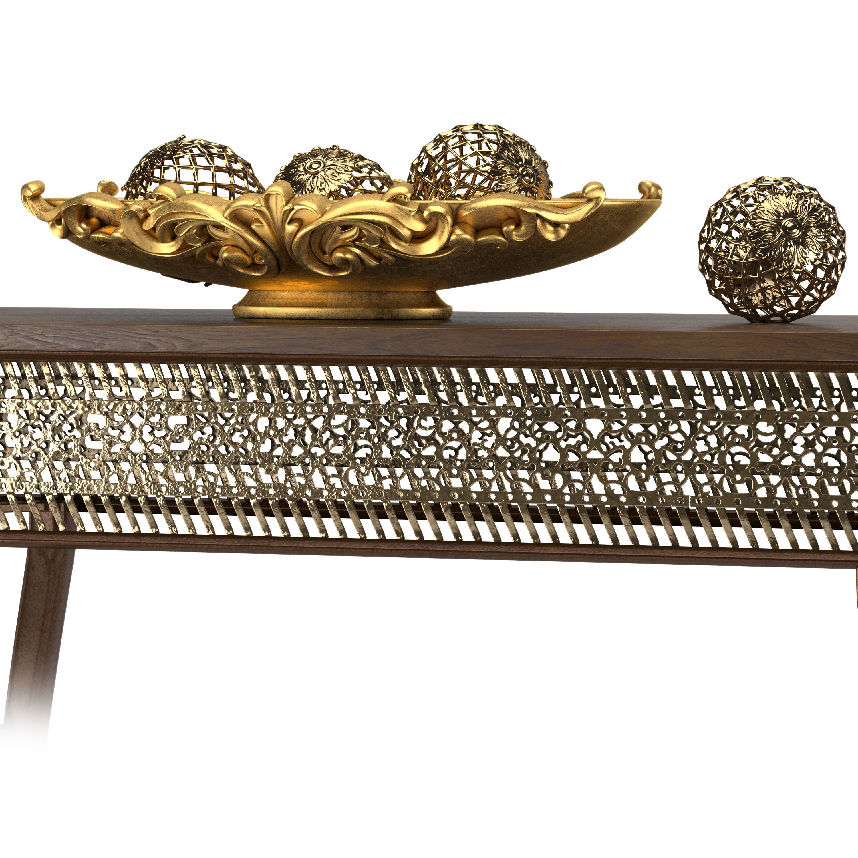 Furniture set 1 ornate mirror and console 3D model_3