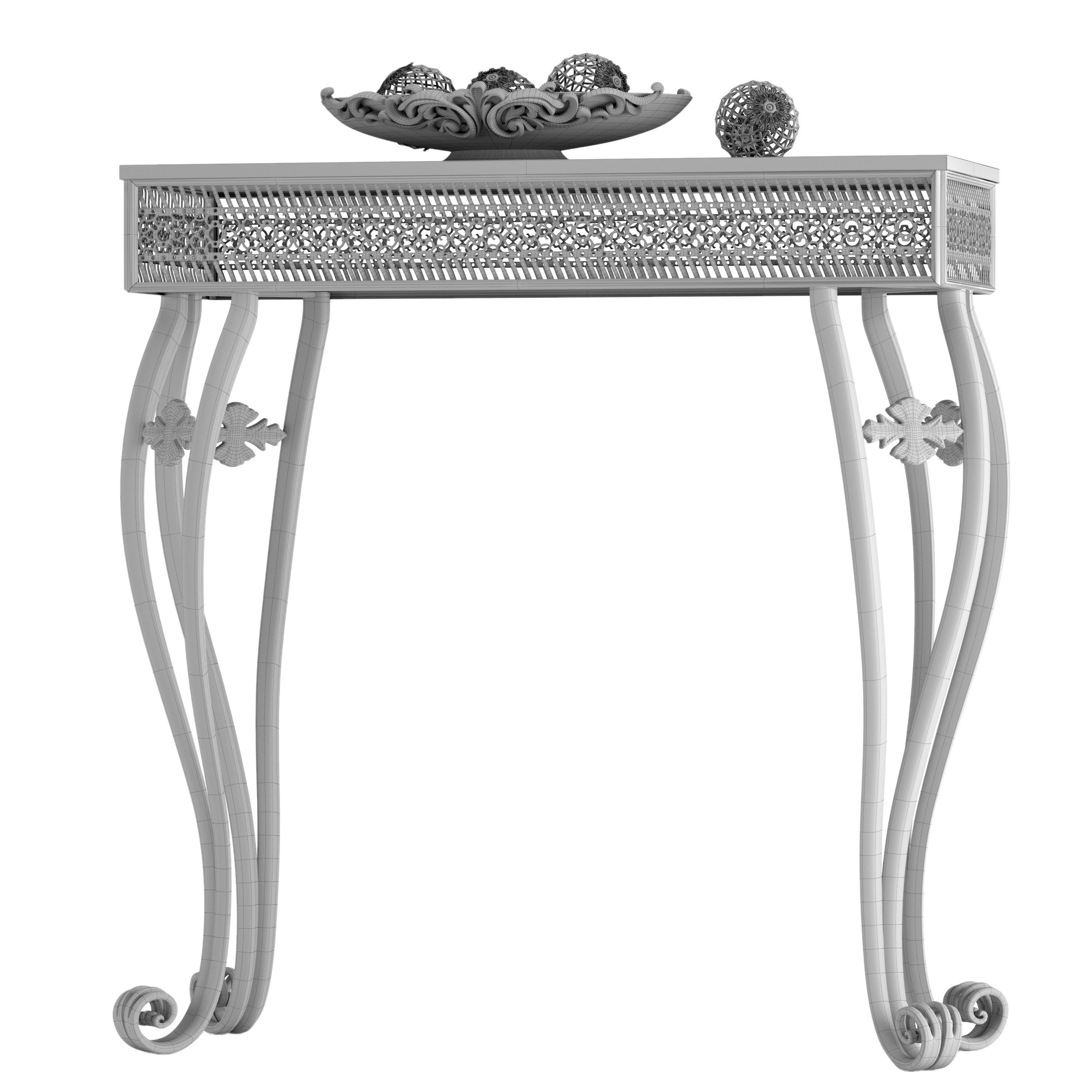 Furniture set 1 ornate mirror and console 3D model_5