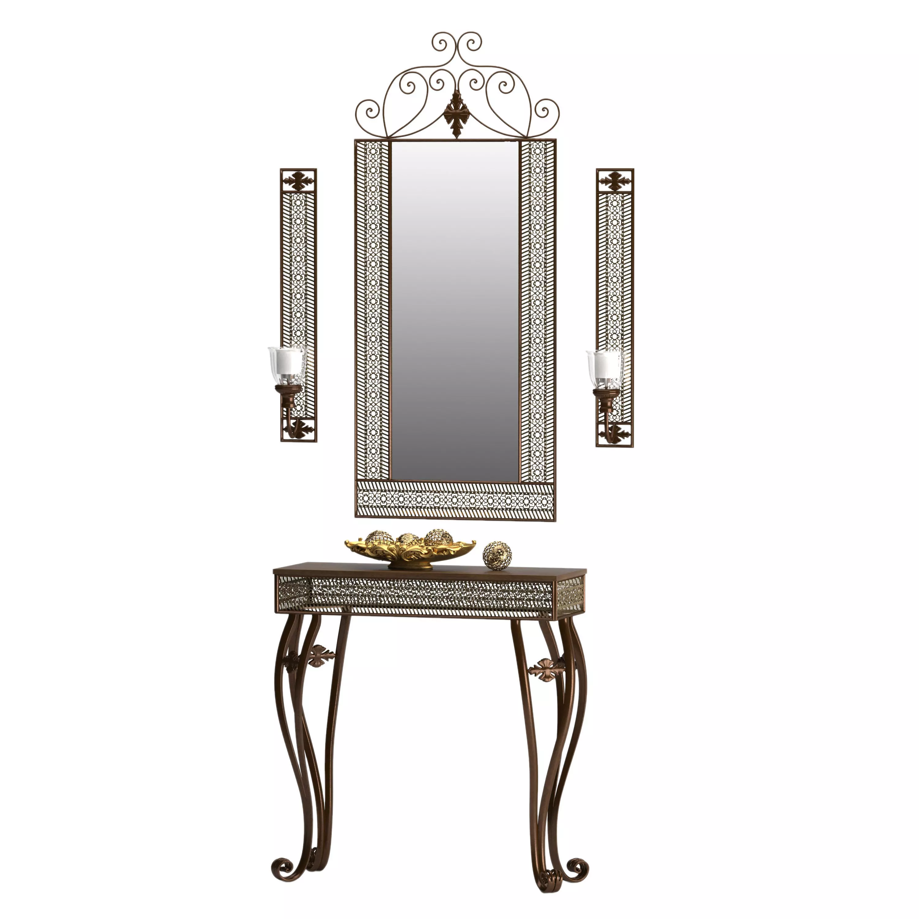 Furniture set 1 ornate mirror and console 3D model_0