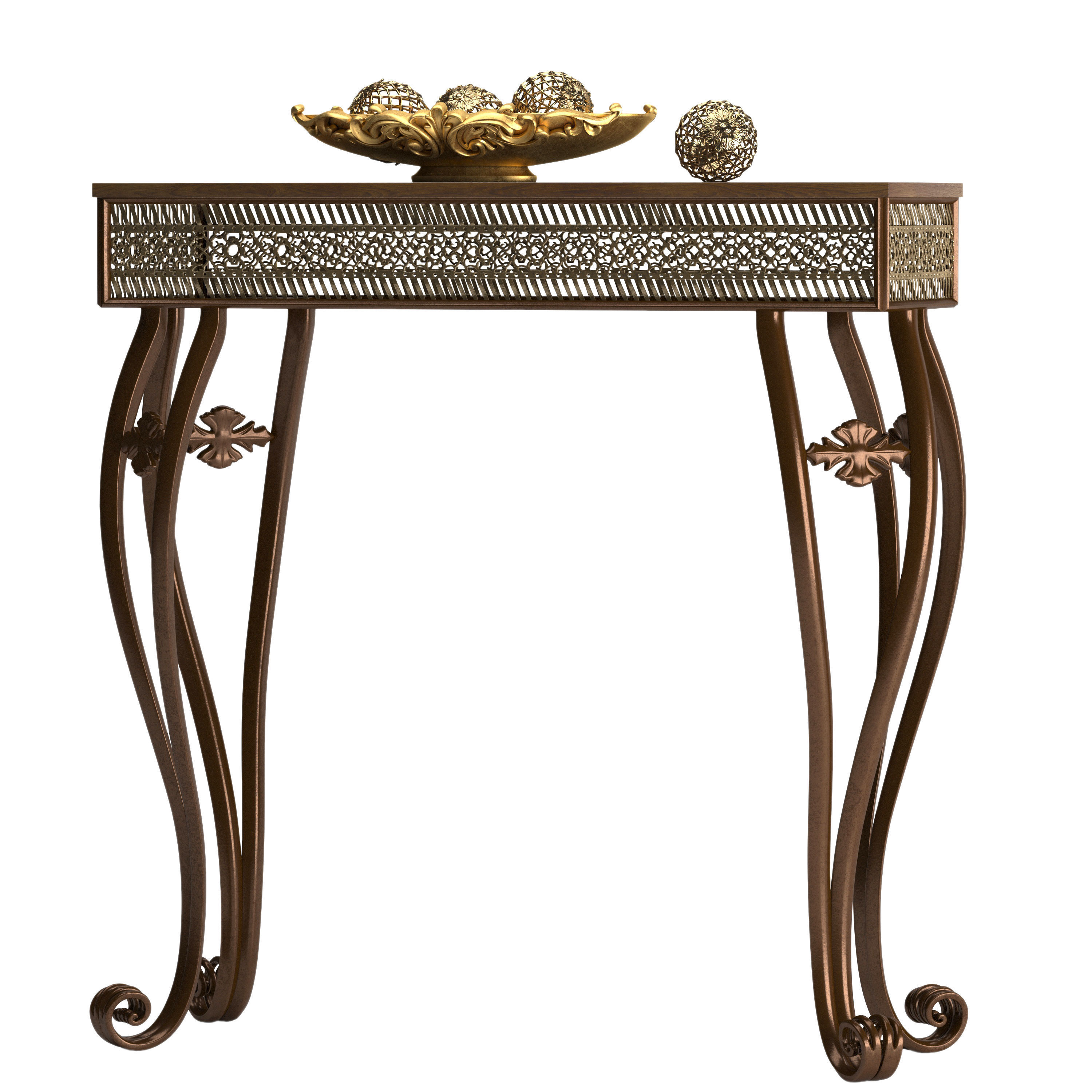 Furniture set 1 ornate mirror and console 3D model_1