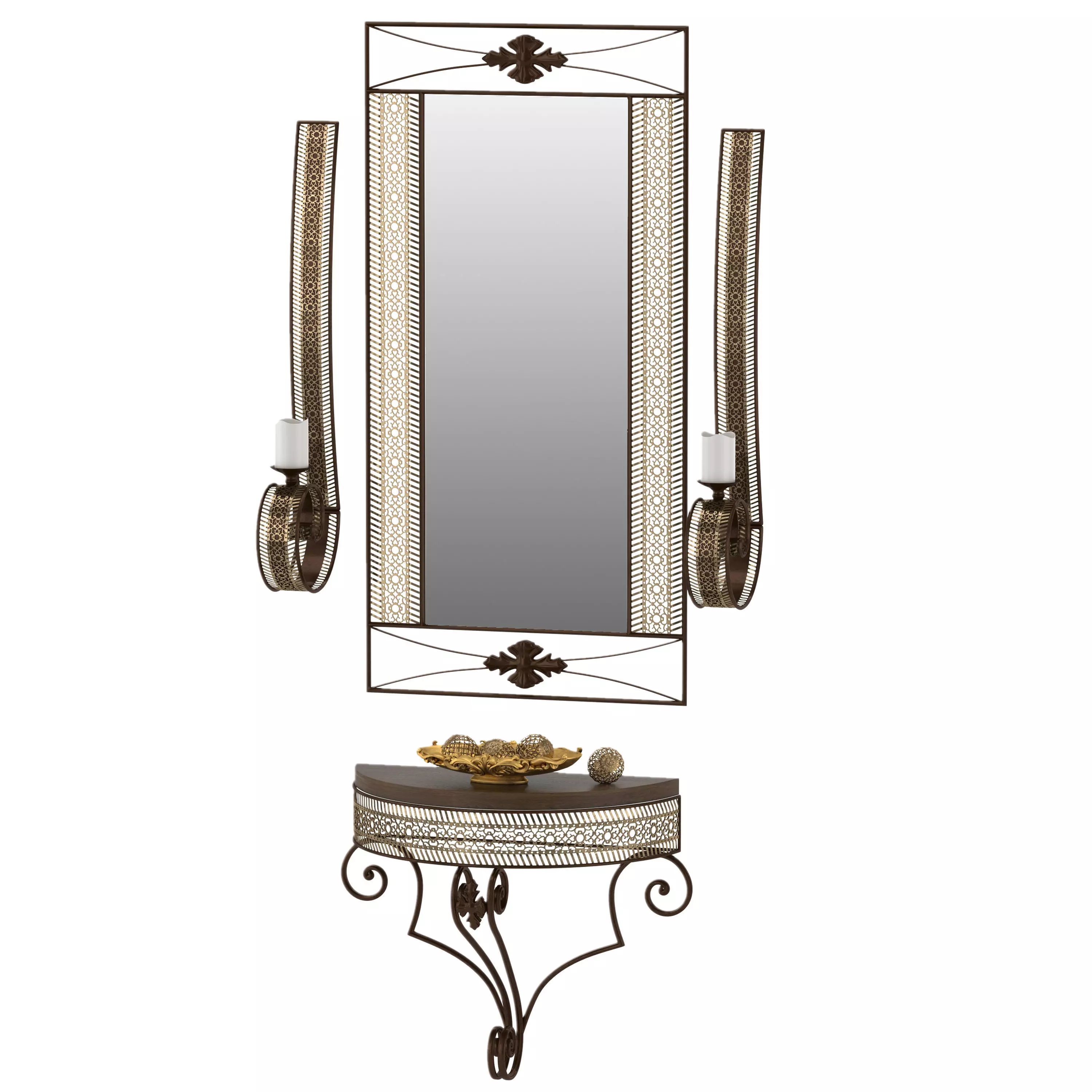 Furniture set 2 bathroom vanity with mirror and bowl 3D model_0