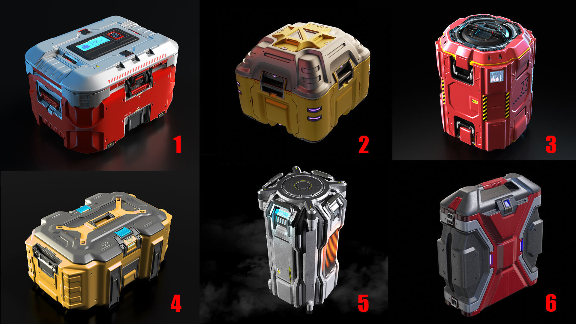 Pack 3D Concept sci fi box 3D model