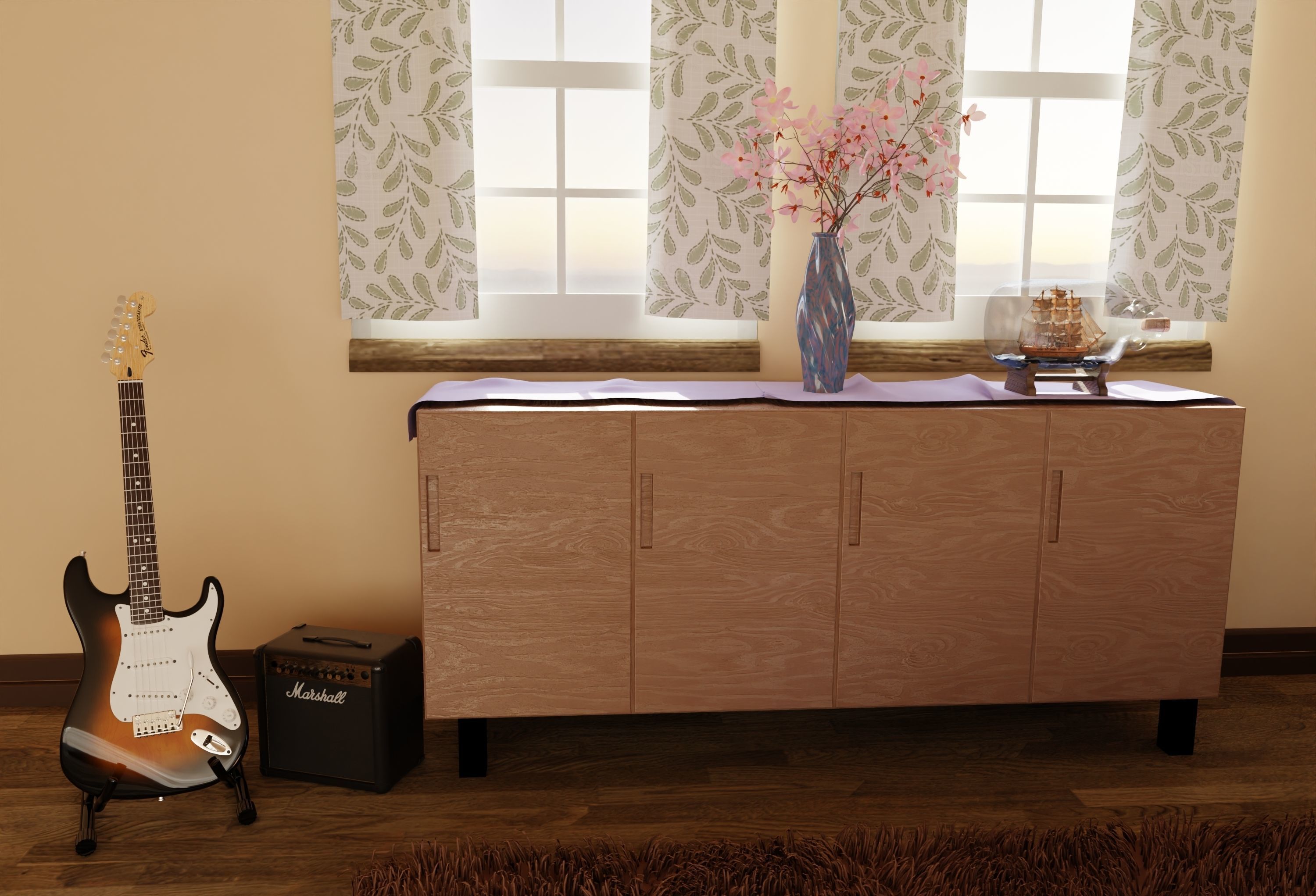 Bed Modern with storage  3D model_4