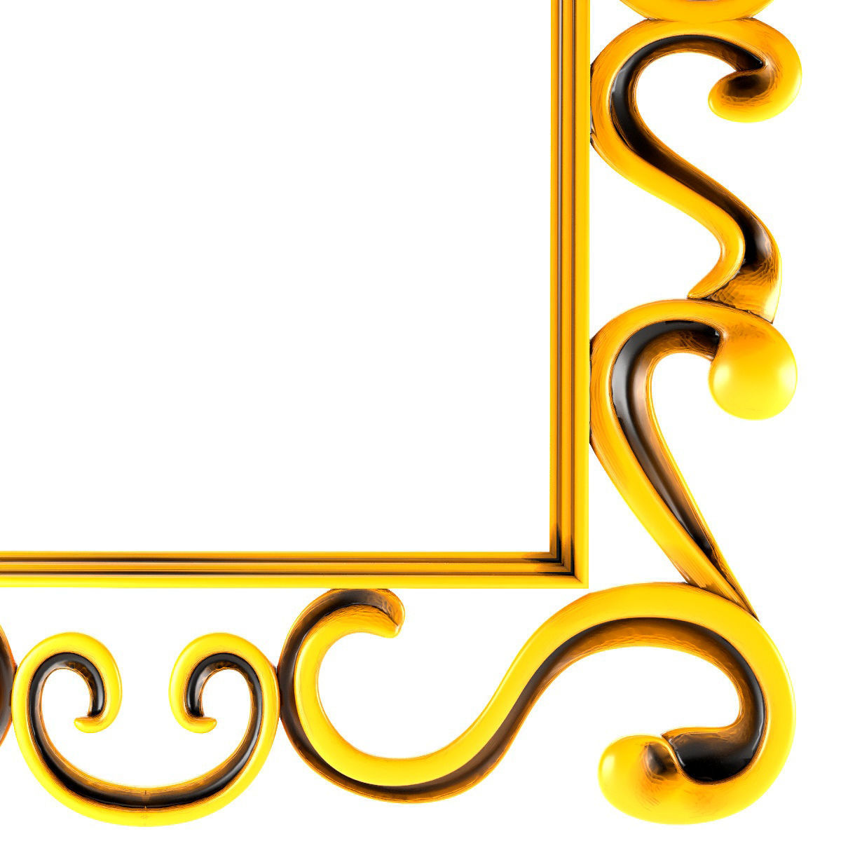 Frame01 gold ornate frame 3D model_2