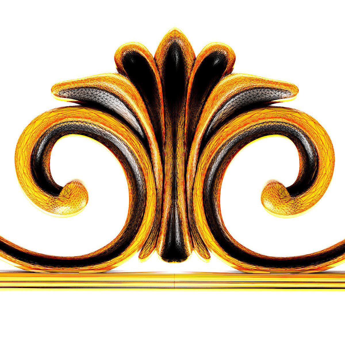 Frame01 gold ornate frame 3D model_3