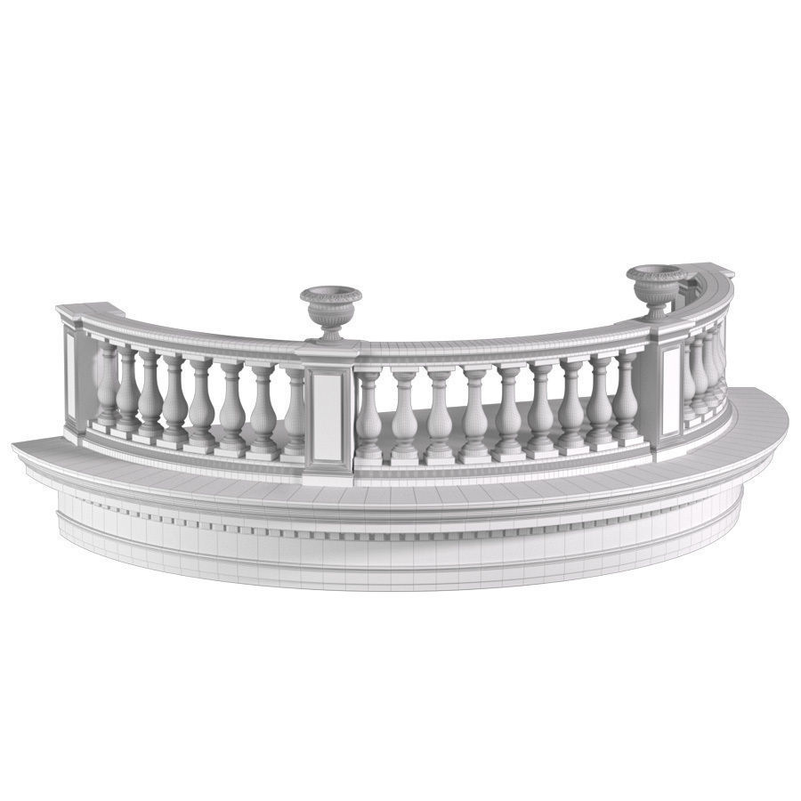 Classic Round balcony 3D model_2