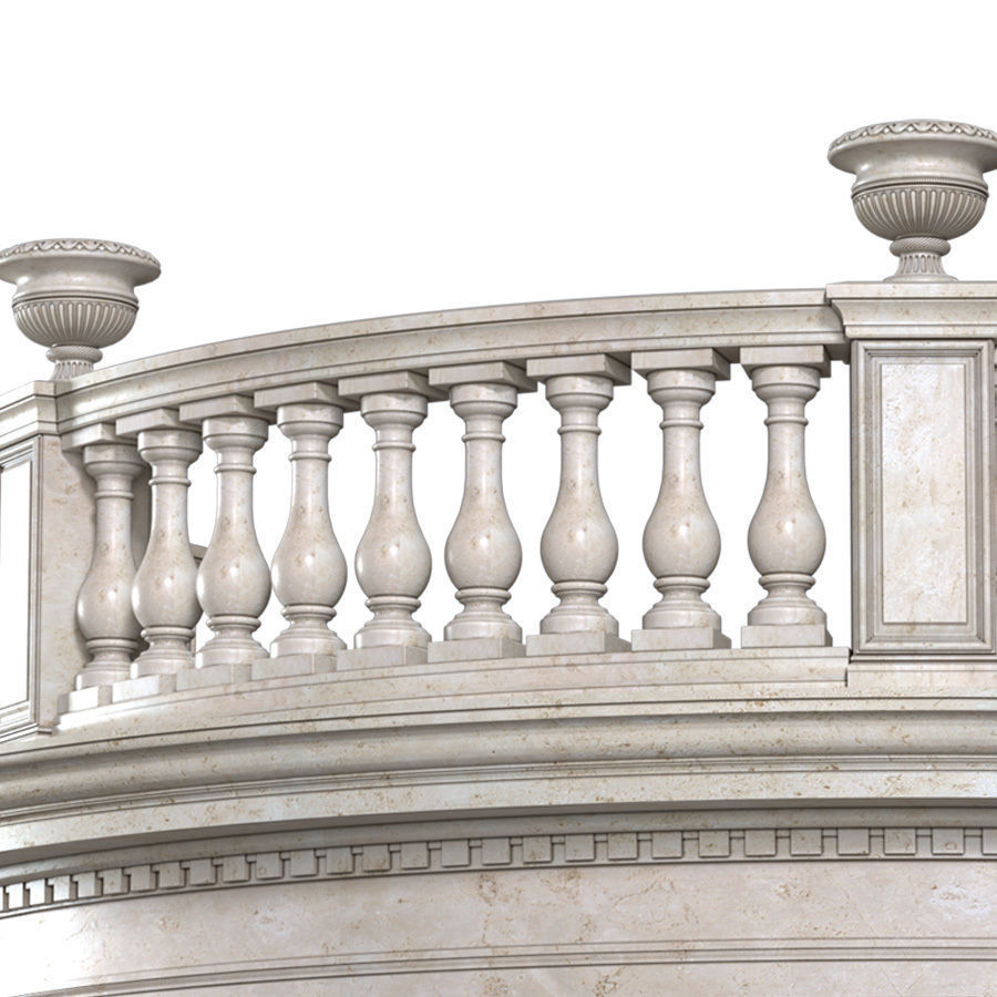 Classic Round balcony 3D model_1