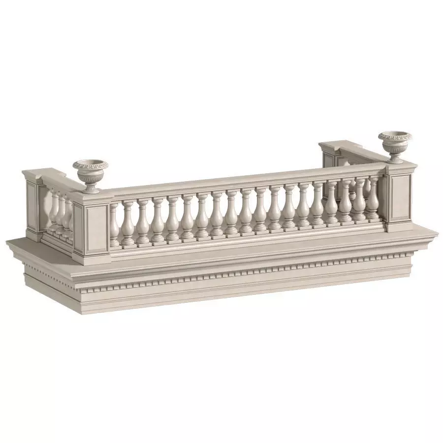 Classic balcony balustrade 3D model_0