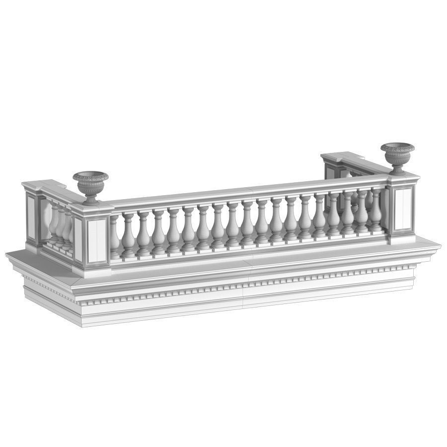Classic balcony balustrade 3D model_3