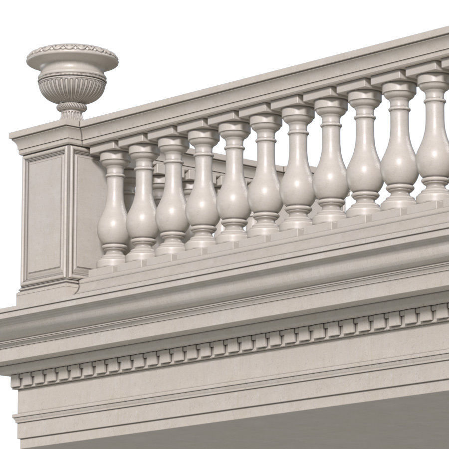 Classic balcony balustrade 3D model_2
