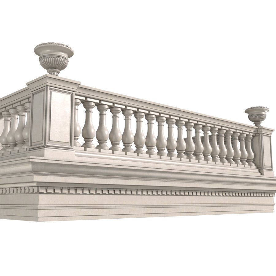 Classic balcony balustrade 3D model_1