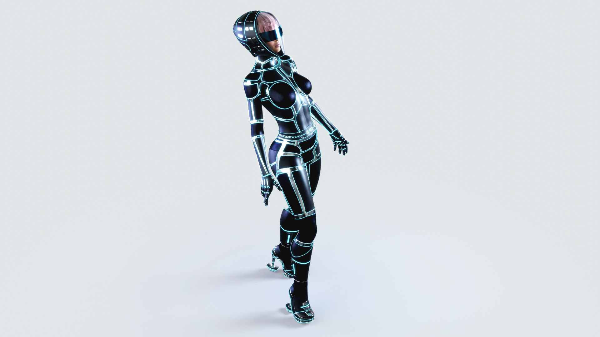 Woman with Sci-Fi Space Suit 3D model_2
