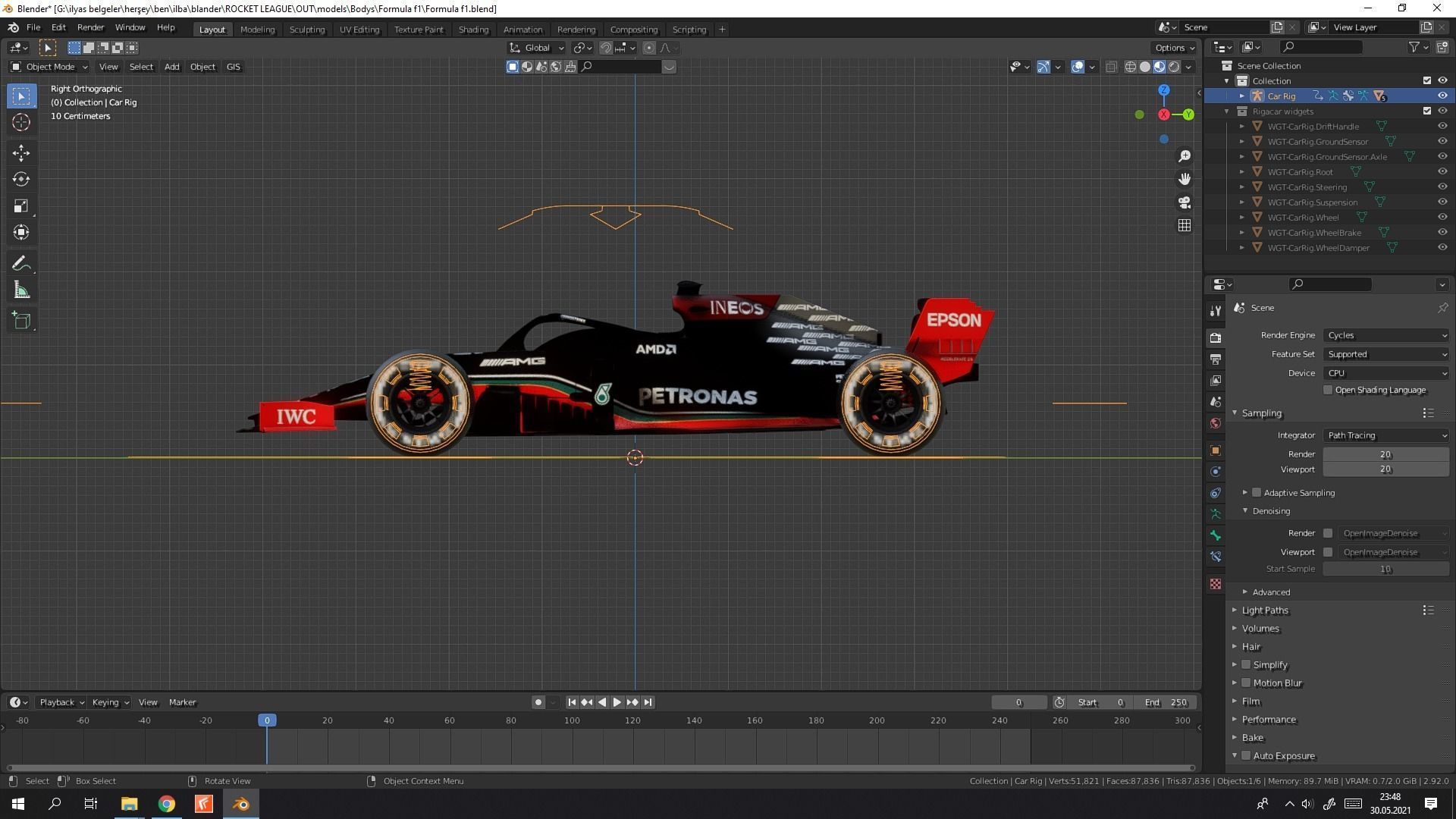 Blender Formula F1 model RIGGED Low-poly 3D model_9