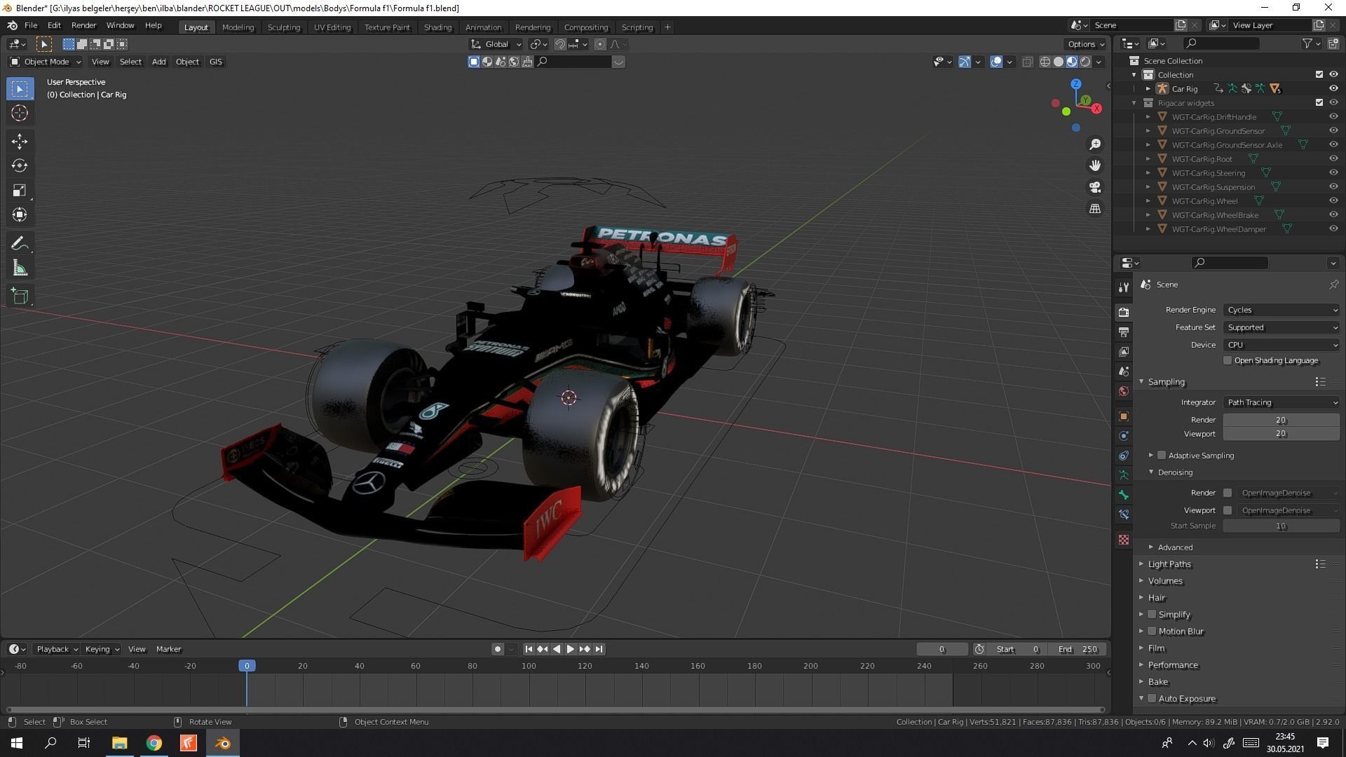 Blender Formula F1 model RIGGED Low-poly 3D model_7
