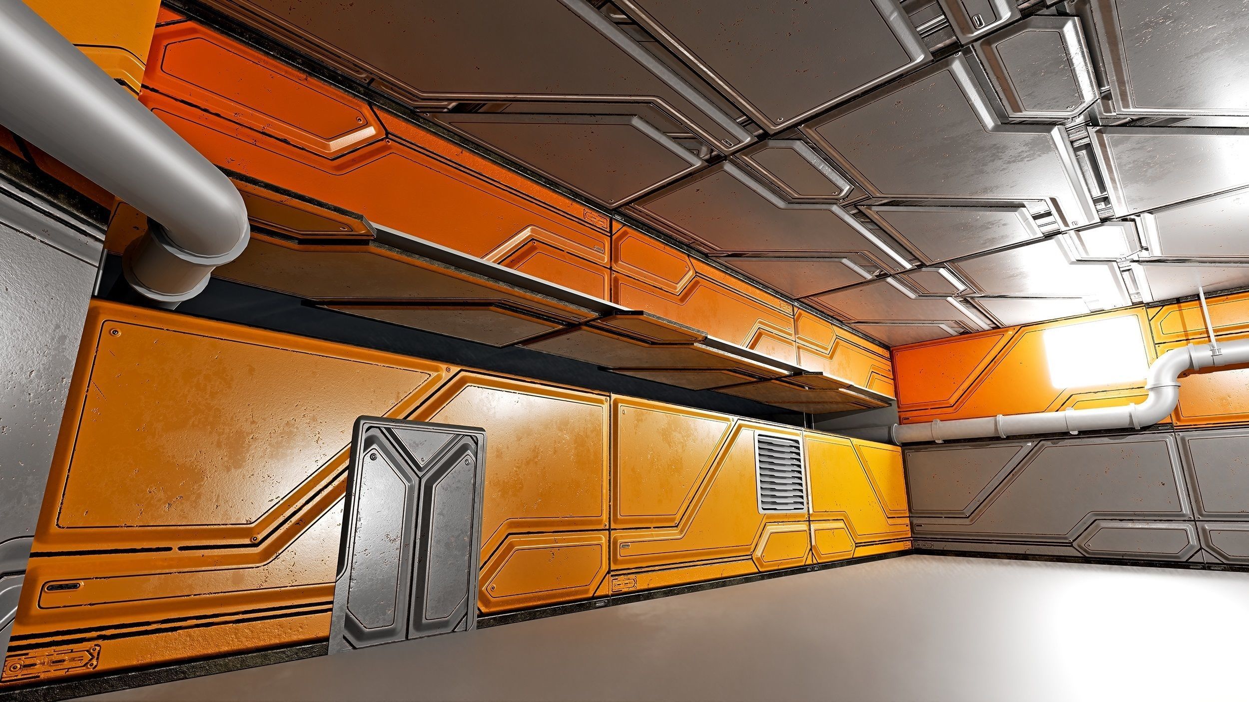 sci-fi walls - modular kit Low-poly 3D model_6