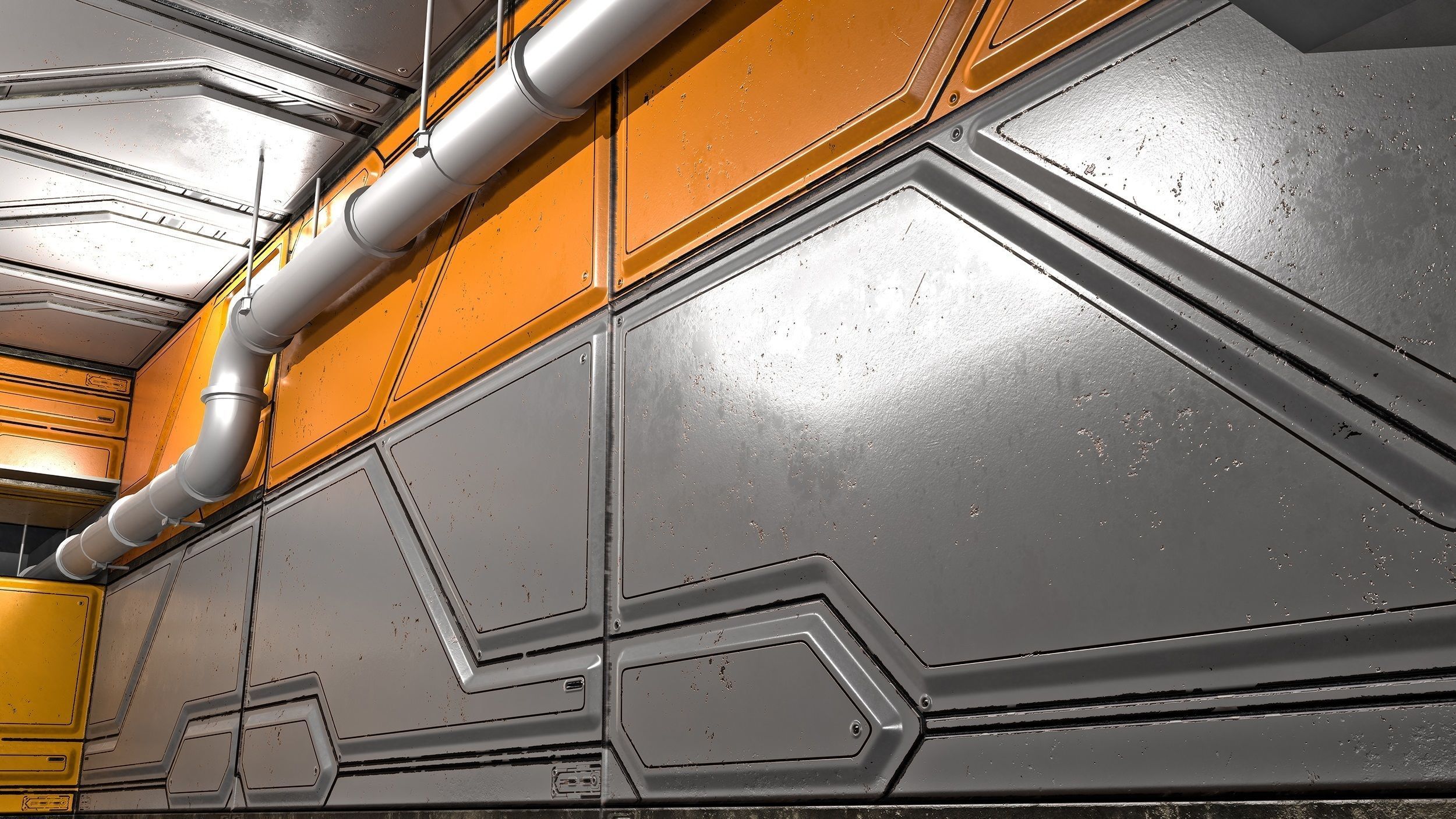 sci-fi walls - modular kit Low-poly 3D model_4