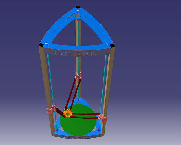Delta Multi 3d Printer with Sliding elements and steel frame 3D print model