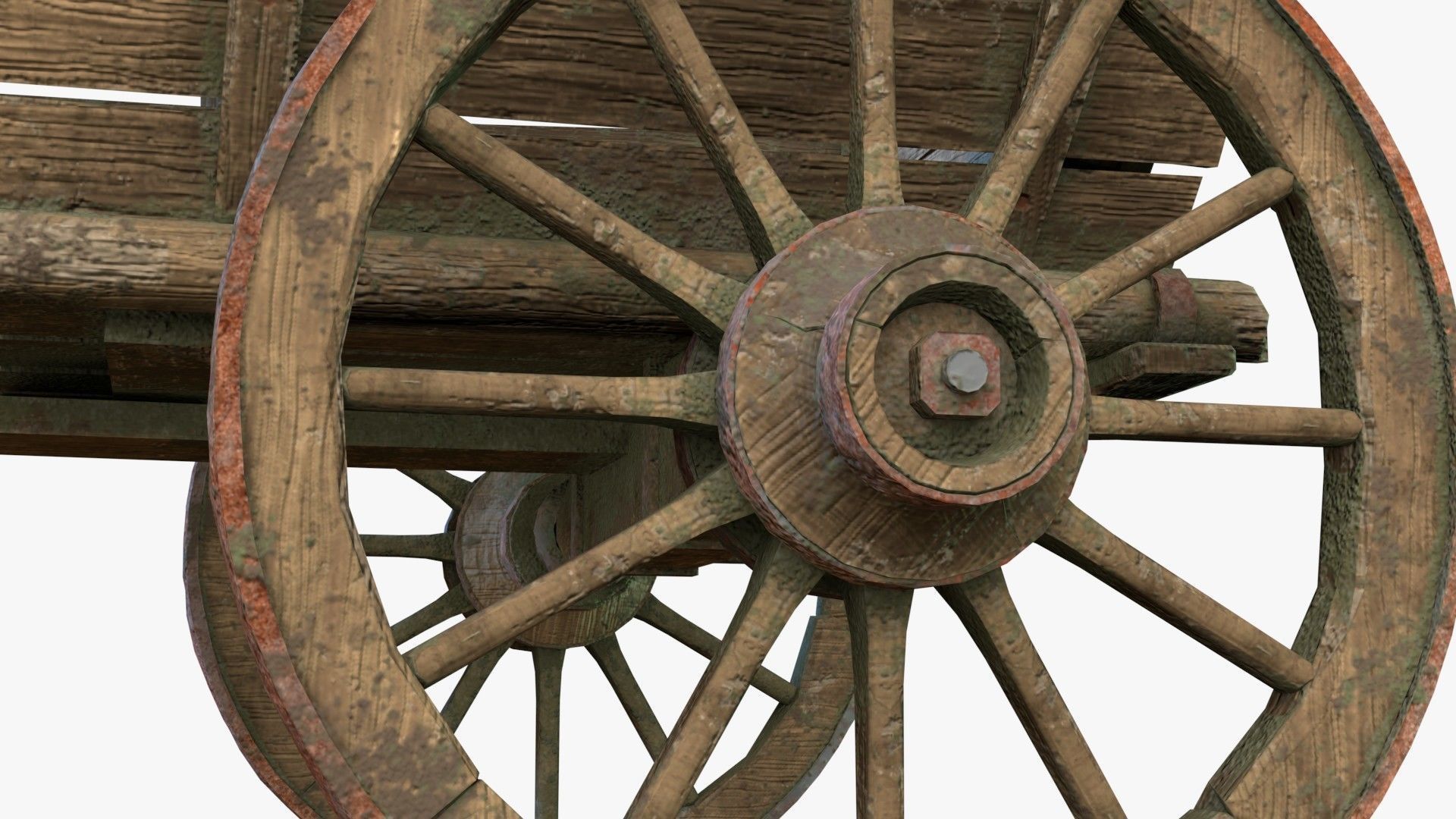 Dray with Horse Rigged Low-poly 3D model_11