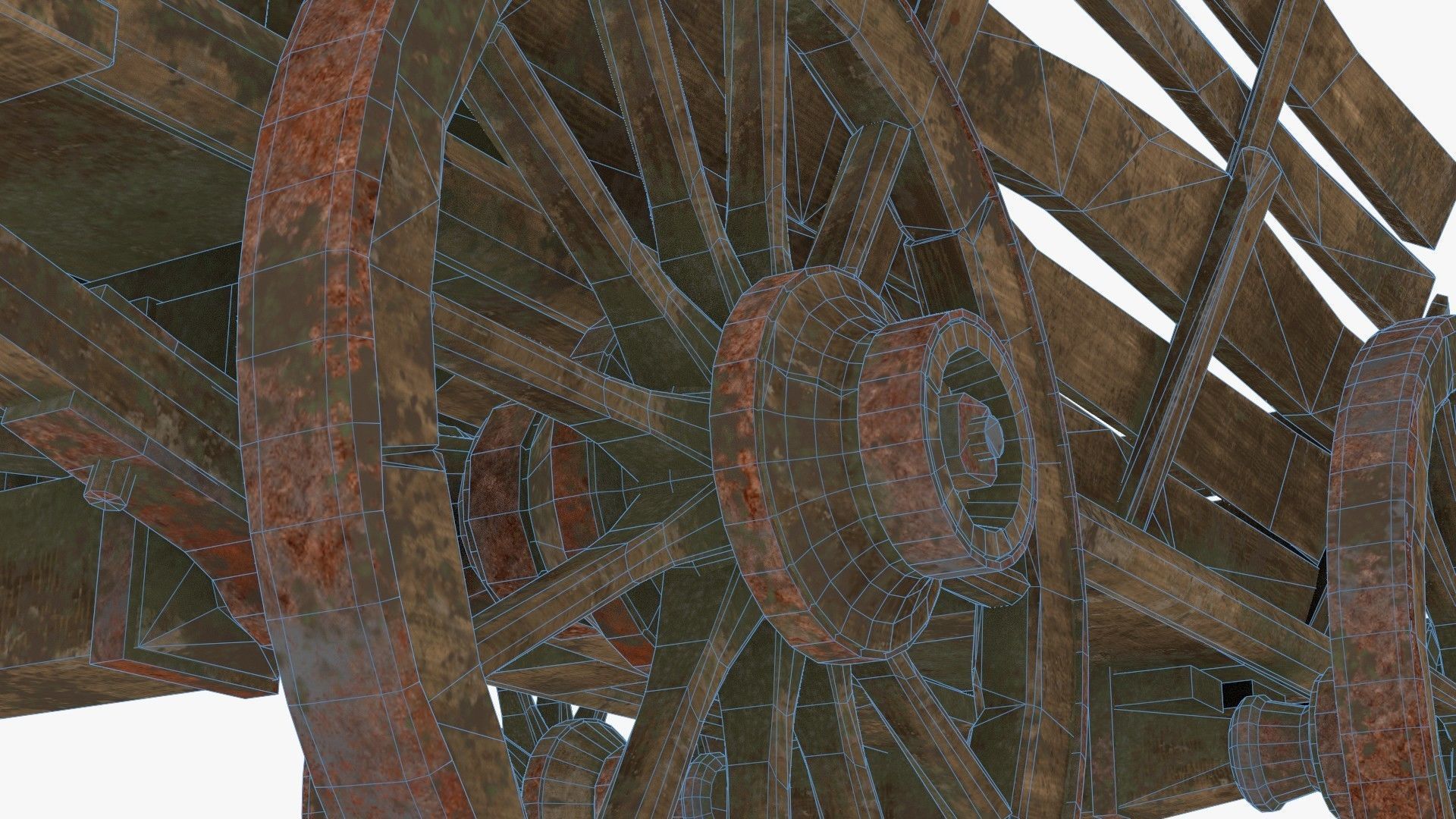 Dray with Horse Rigged Low-poly 3D model_23