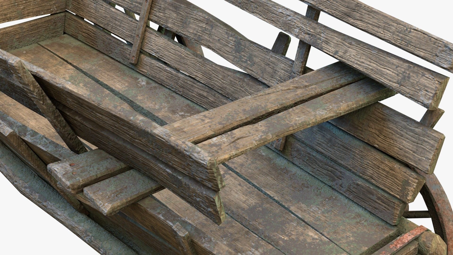 Dray with Horse Rigged Low-poly 3D model_16