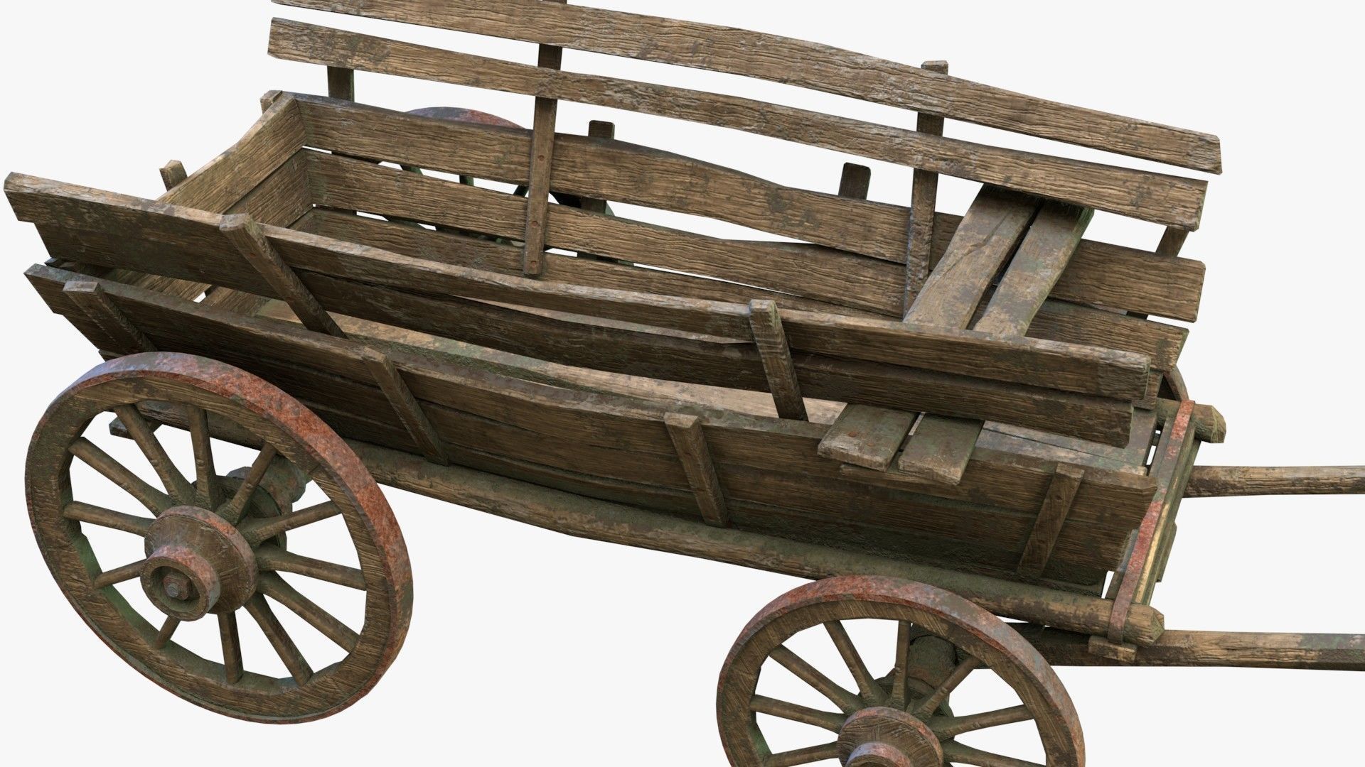 Dray with Horse Rigged Low-poly 3D model_6