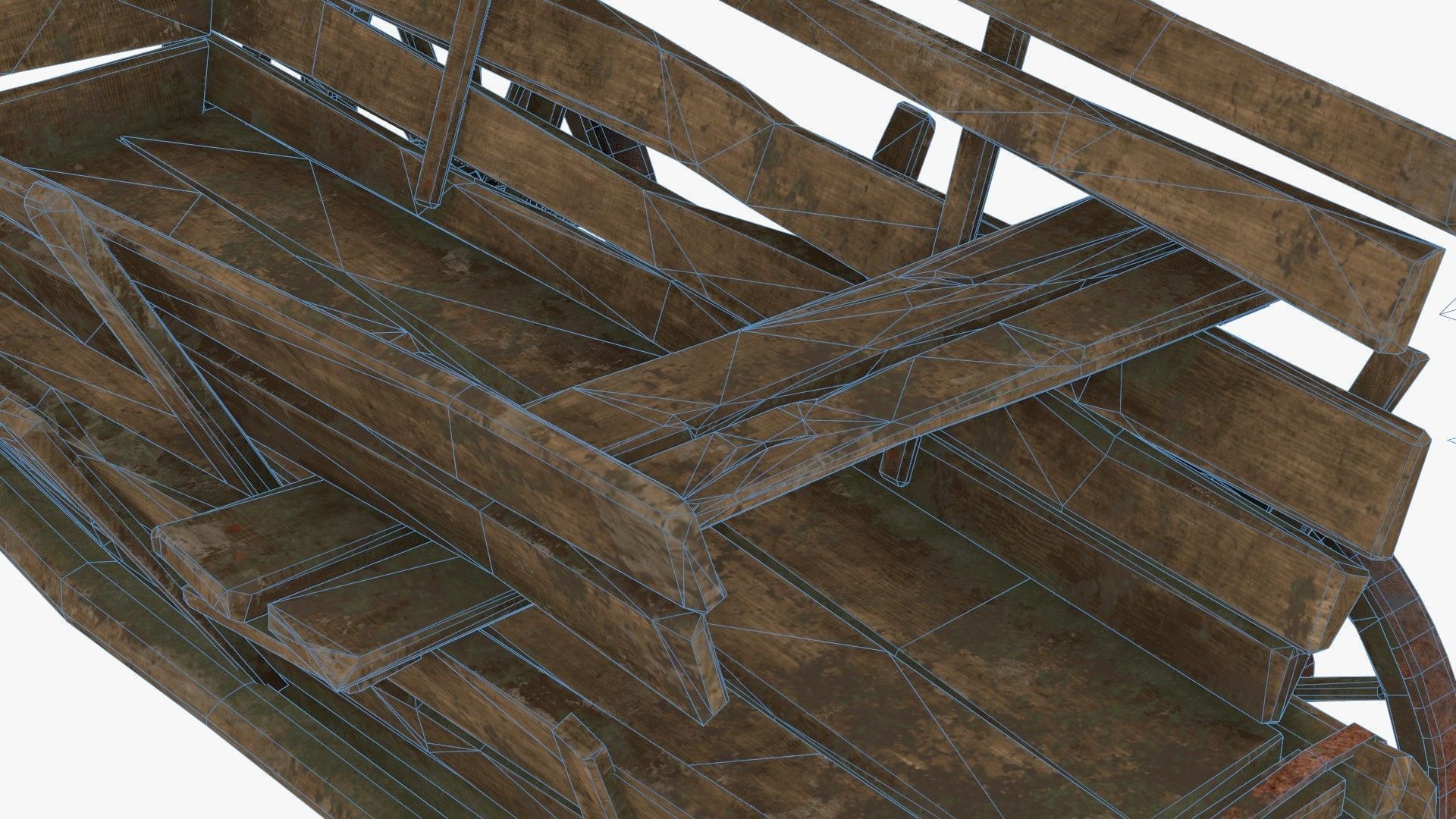 Dray with Horse Rigged Low-poly 3D model_25