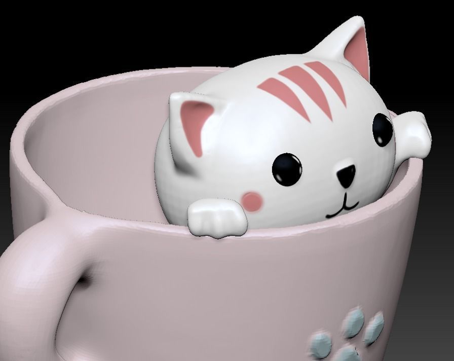 Mini Kitty Planter STL for 3D printing  - planter 3D print model_9