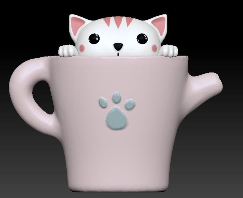 Mini Kitty Planter STL for 3D printing  - planter 3D print model_1