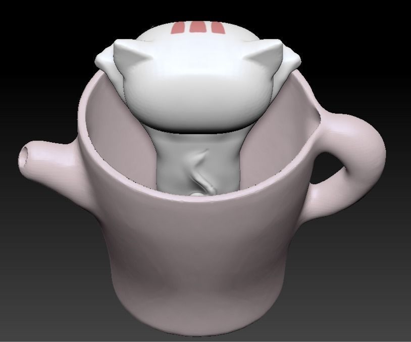 Mini Kitty Planter STL for 3D printing  - planter 3D print model_7