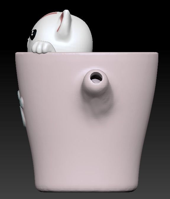 Mini Kitty Planter STL for 3D printing  - planter 3D print model_4