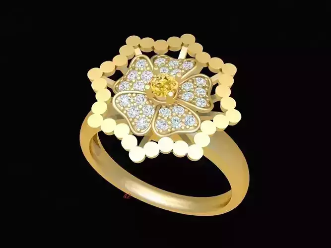 Elegant Floral Diamond Gemstone Ring for Women 502