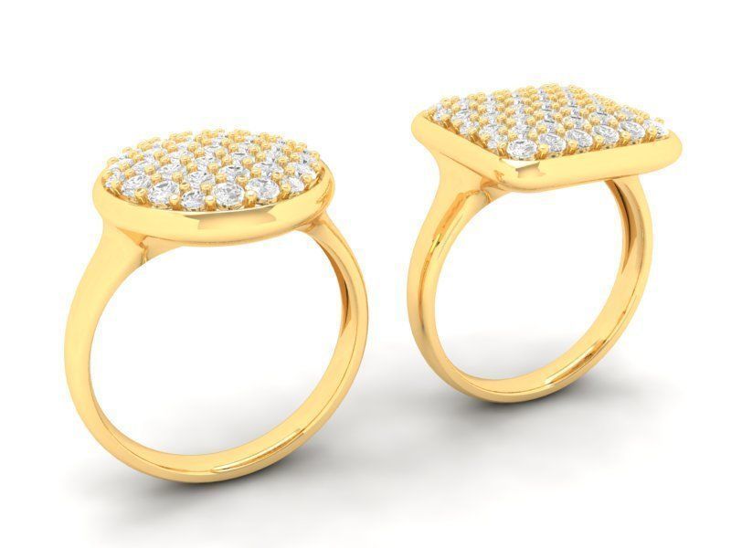 Round and Square Face Pave Stone Men Ring Jewelry 509 3D print model_1