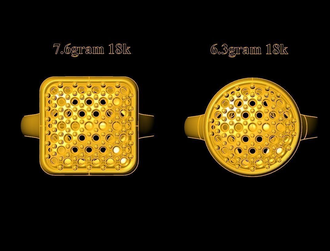 Round and Square Face Pave Stone Men Ring Jewelry 509 3D print model_6