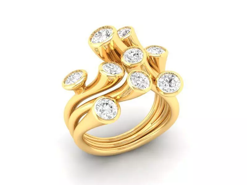 Luxury Organic Bezel Set Cluster Ring Design 512 3D print model