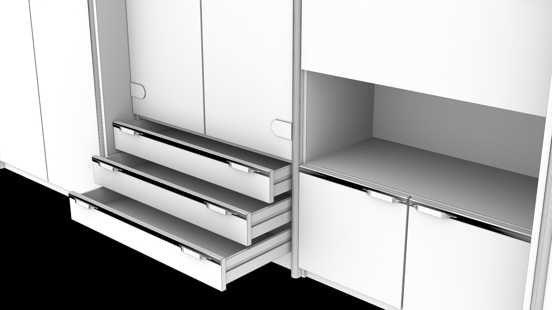 wooden cabinet set 3D model_7