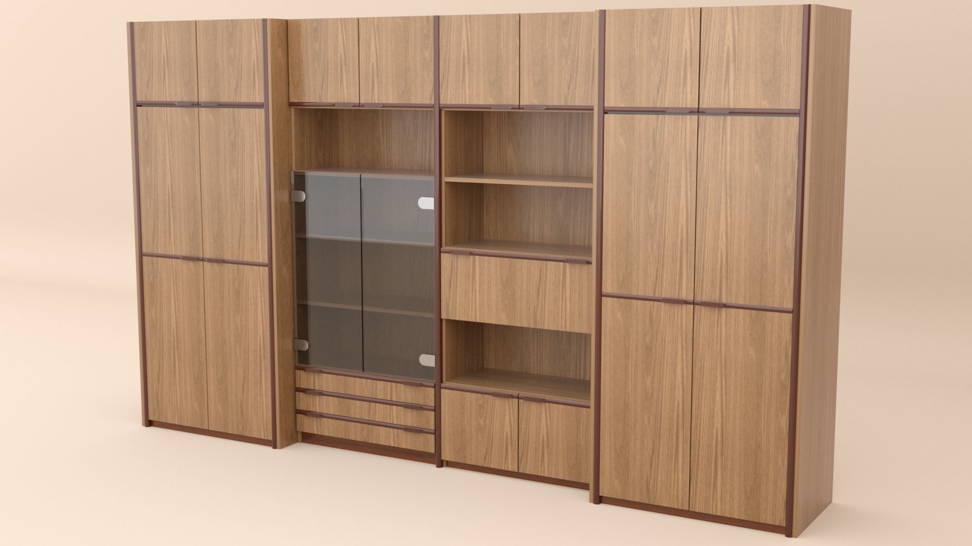 wooden cabinet set 3D model_2
