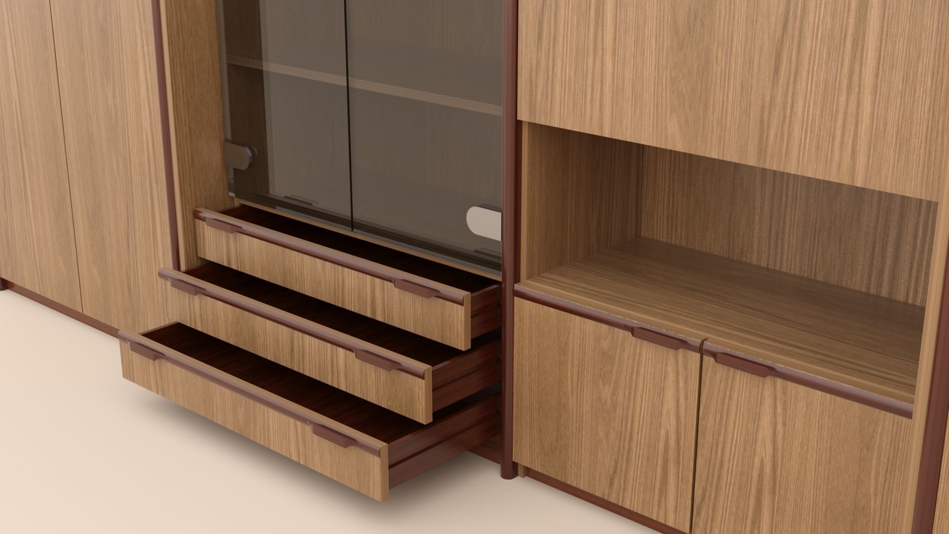 wooden cabinet set 3D model_6