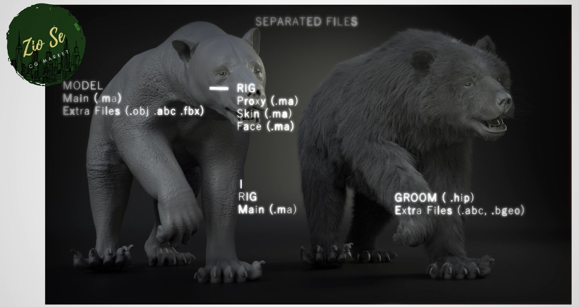 black bear RIGGED 3D model_12