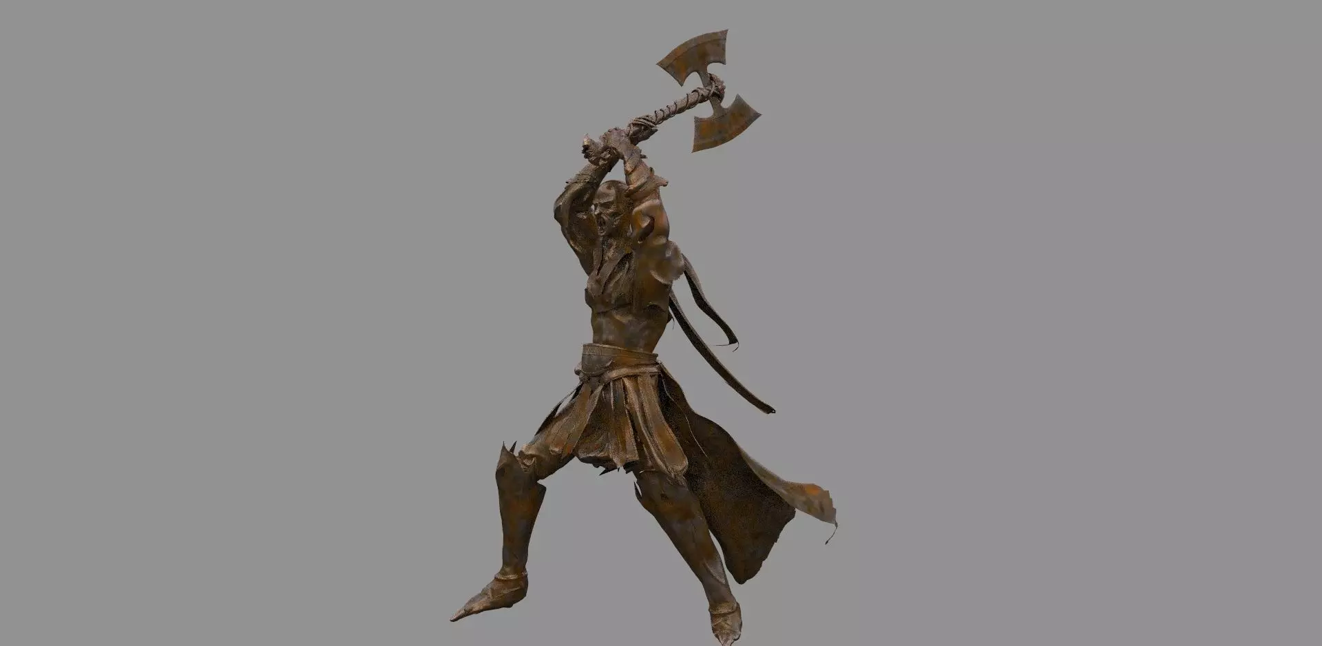 Giant Axe man statue 3D model_0