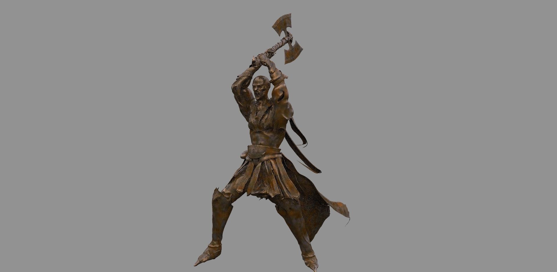 Giant Axe man statue 3D model_1