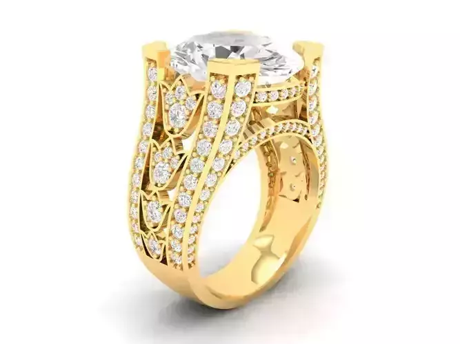 Womens Luxury Wide Band Diamond Ring 3D Model   515