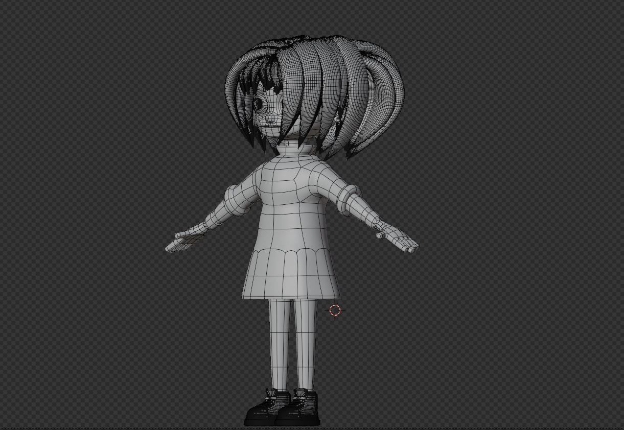 female cartoon characters base mesh Low-poly 3D model_18