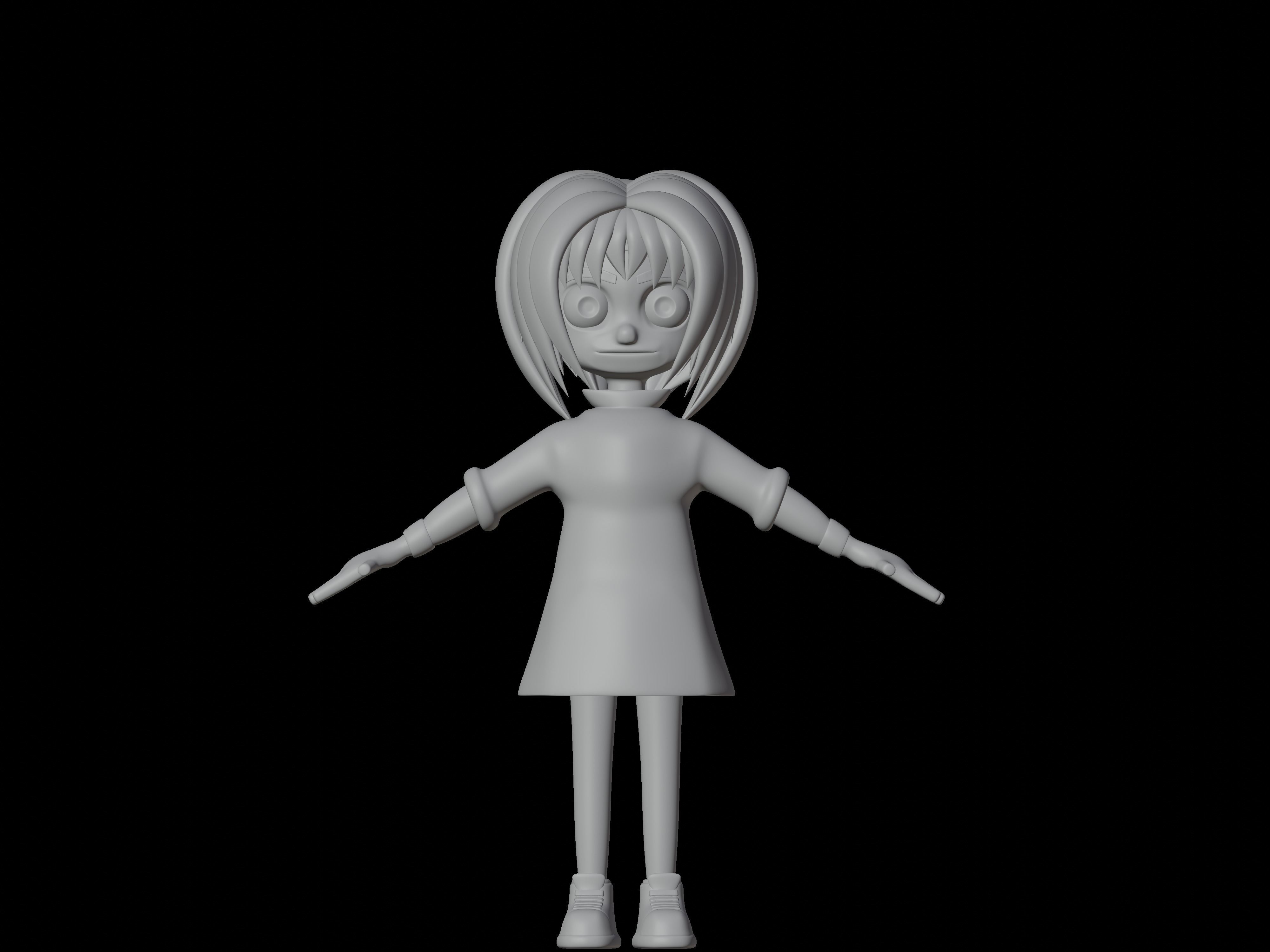 female cartoon characters base mesh Low-poly 3D model_12