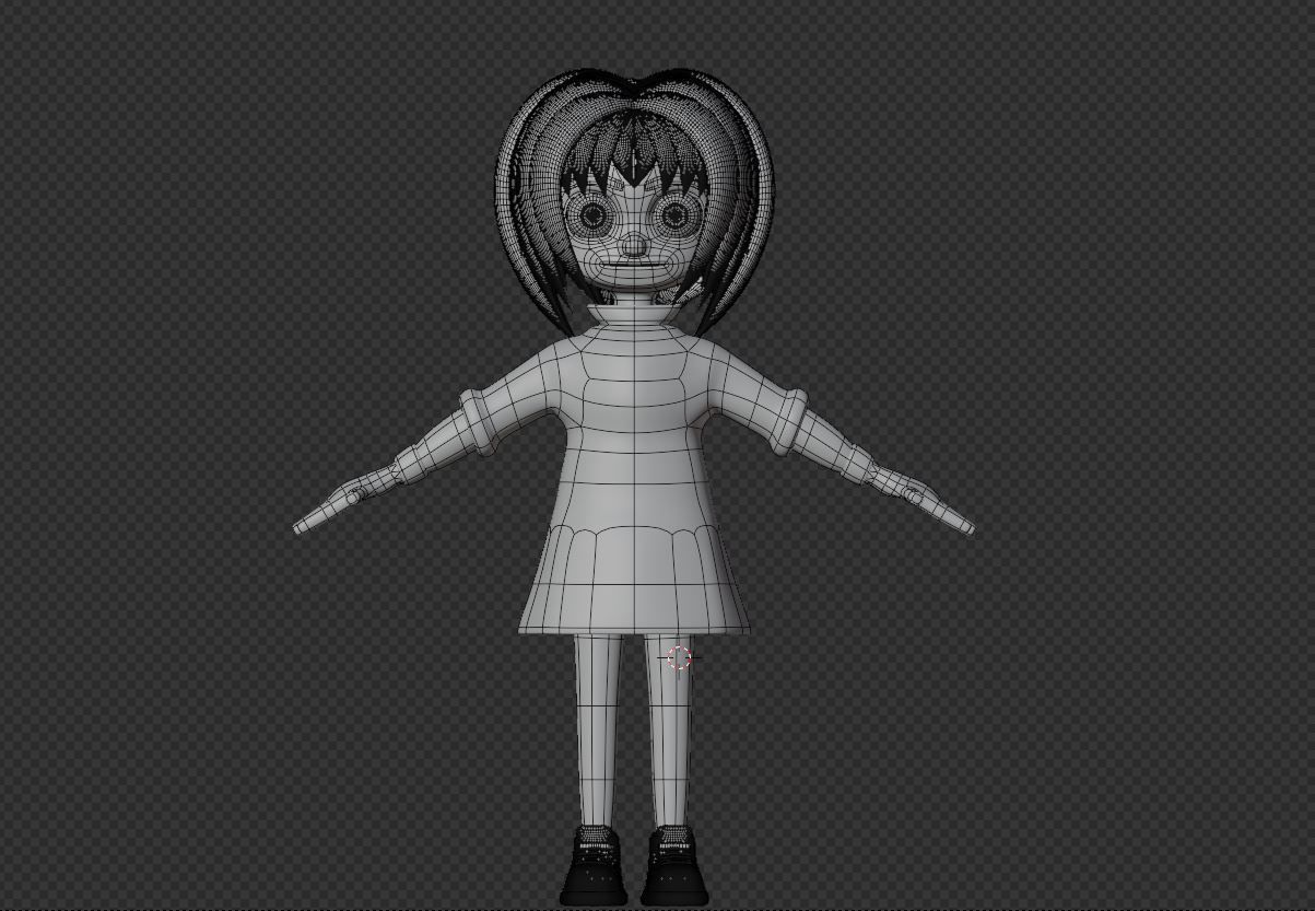 female cartoon characters base mesh Low-poly 3D model_16