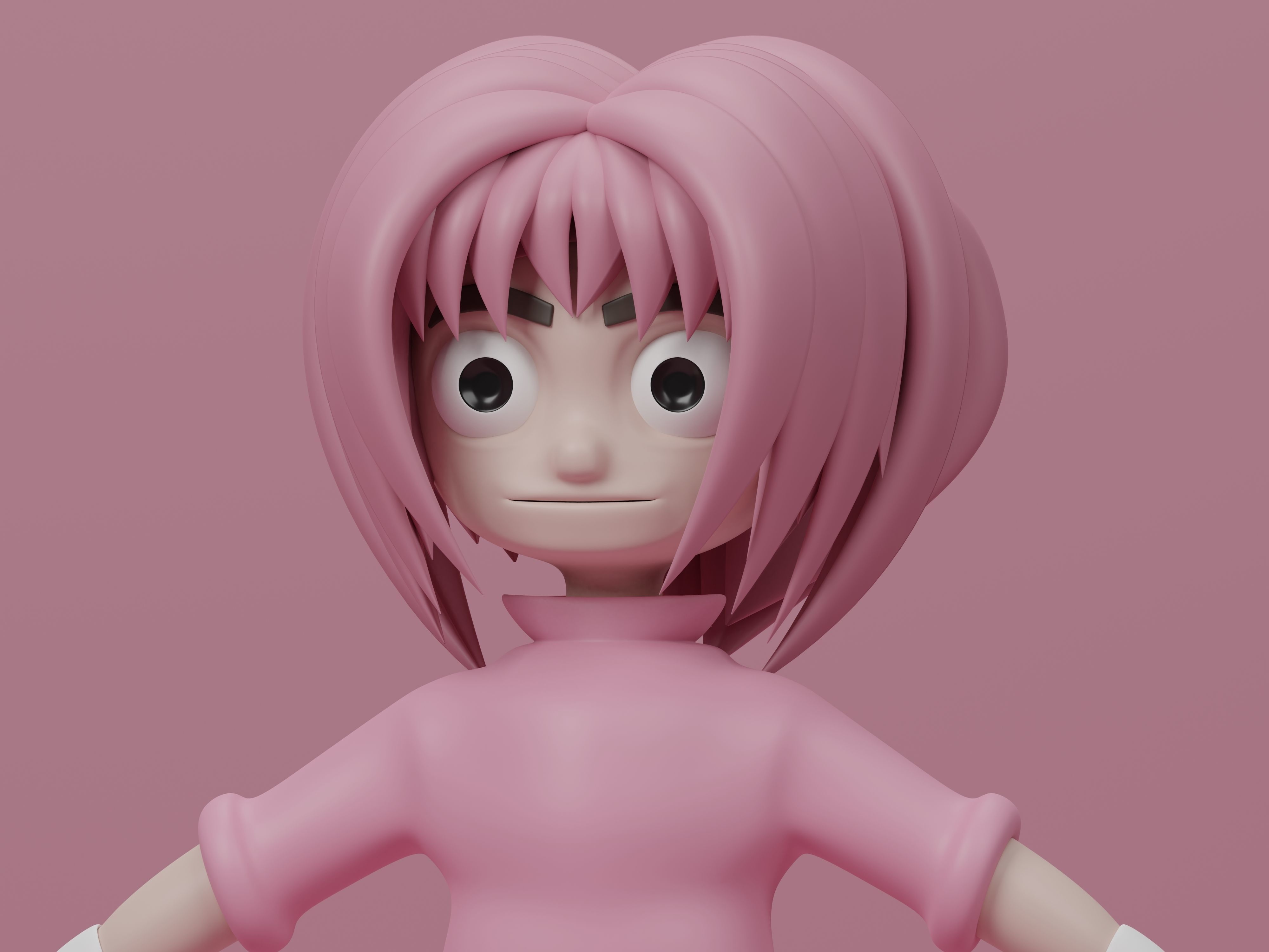 female cartoon characters base mesh Low-poly 3D model_7
