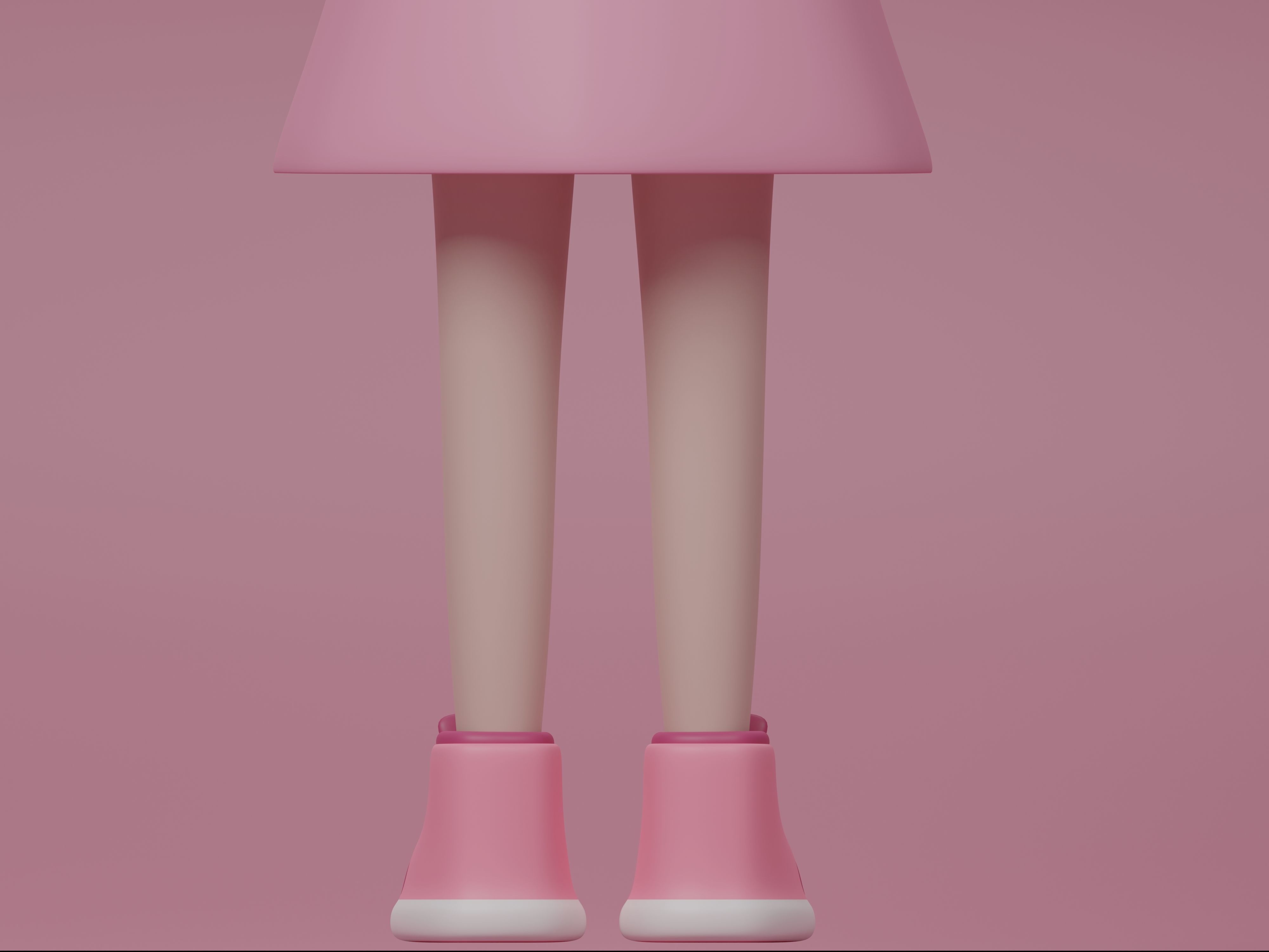 female cartoon characters base mesh Low-poly 3D model_9