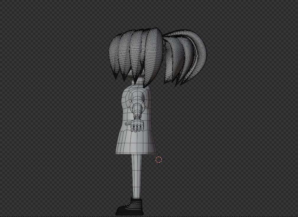 female cartoon characters base mesh Low-poly 3D model_17